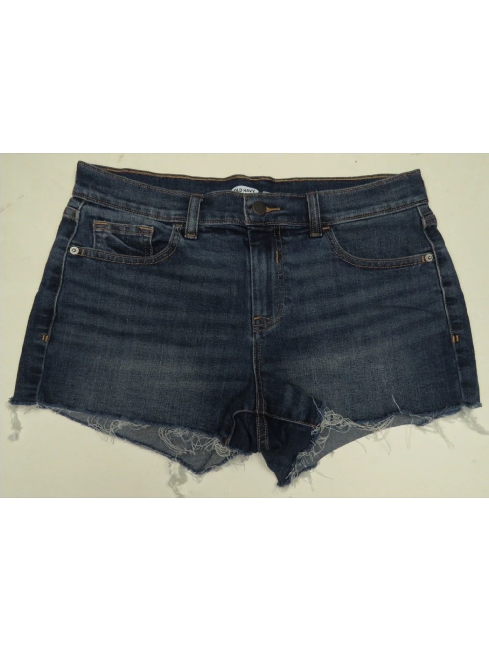 Old Navy Boyfriend Flat Front Denim Distressed Cut Offs Blue Womens Shorts 8